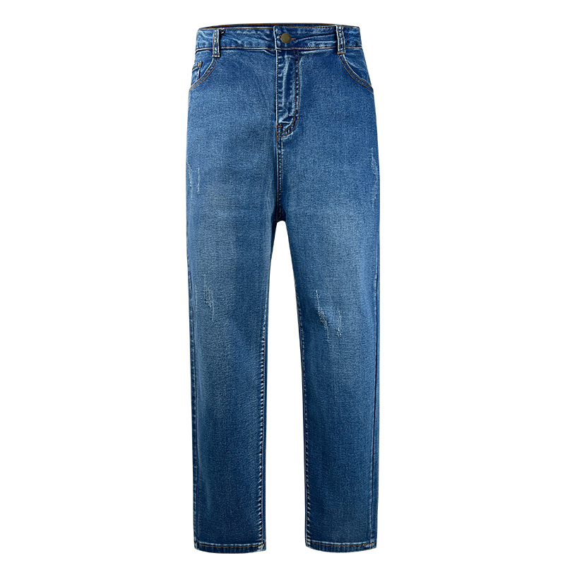 Džinsi šauri ar augstu jostu un elastīgumu – pilna garuma ikdienas džinsi, rietumnieka stils