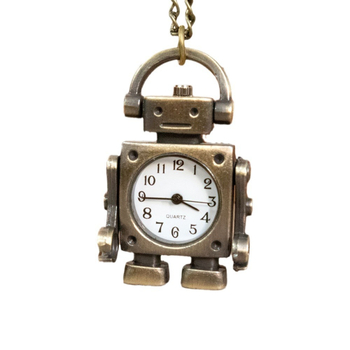 Kabatas pulksteņa kulons ar robota retro dizainu, karikatūru ciferniks, kvarca mehānisms SL68, sakausējuma korpuss