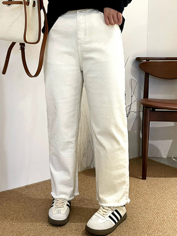 Sievietēm bikses ar elastīgu vidukli, taisas bikses, kokvilnas-stiepjams Twill, rudens 2025