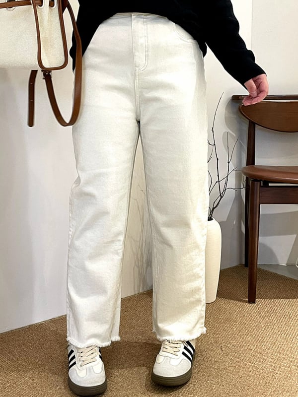 Sievietēm bikses ar elastīgu vidukli, taisas bikses, kokvilnas-stiepjams Twill, rudens 2025