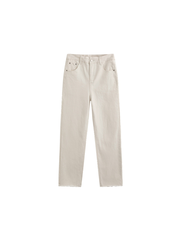 Sievietēm bikses ar elastīgu vidukli, taisas bikses, kokvilnas-stiepjams Twill, rudens 2025