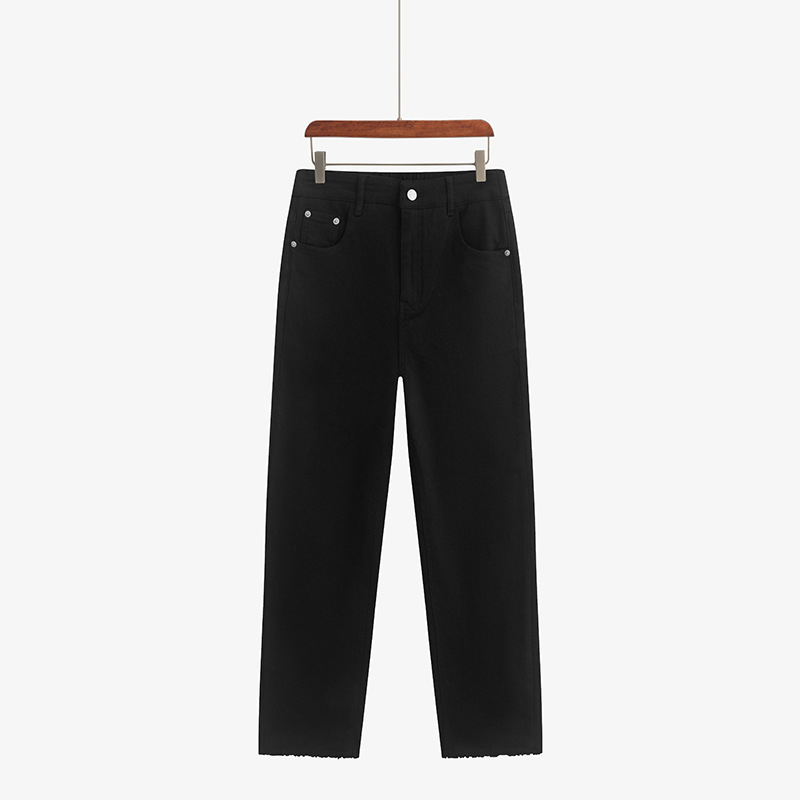 Sievietēm bikses ar elastīgu vidukli, taisas bikses, kokvilnas-stiepjams Twill, rudens 2025