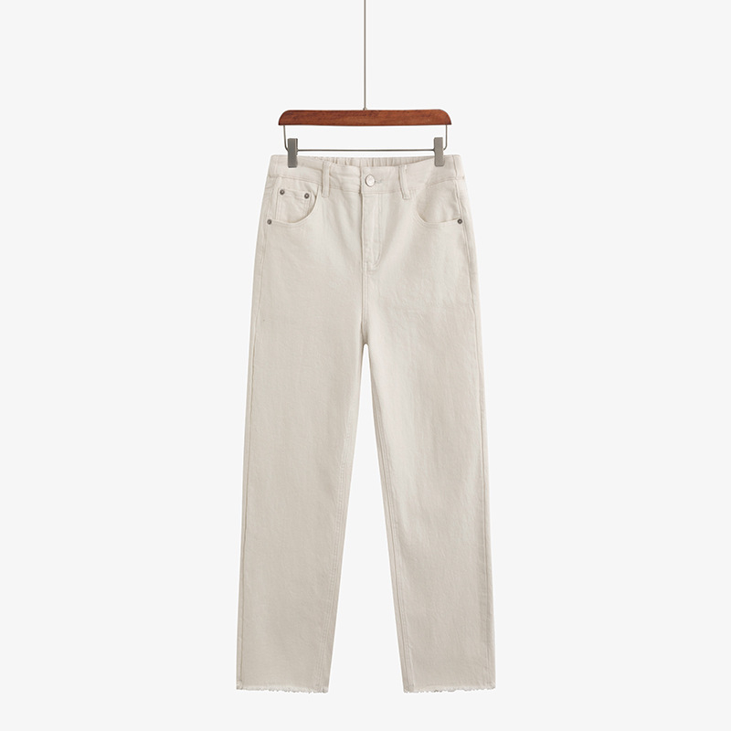 Sievietēm bikses ar elastīgu vidukli, taisas bikses, kokvilnas-stiepjams Twill, rudens 2025