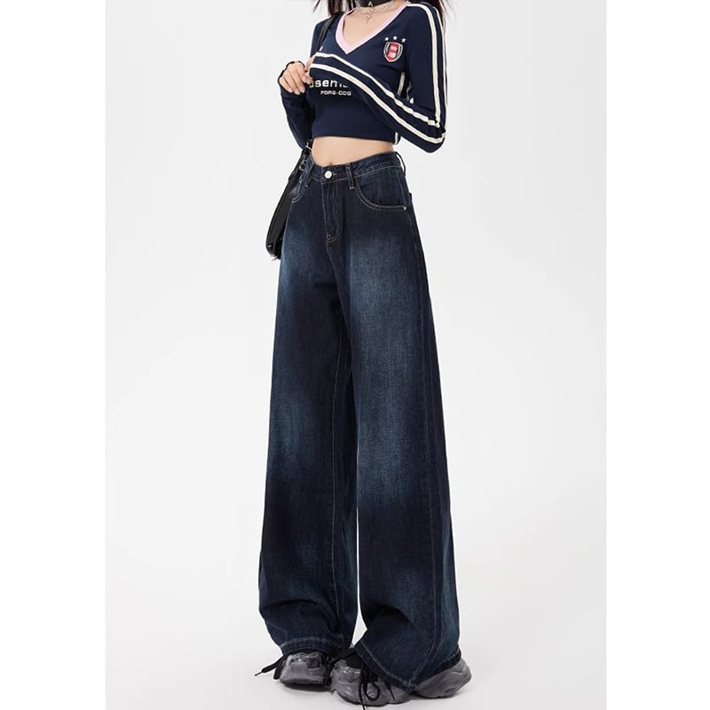 Naiste denimist püksid kõrge vöökohaga ja laia lõikega, veluurvoodriga, sügis 2025 väljaanne