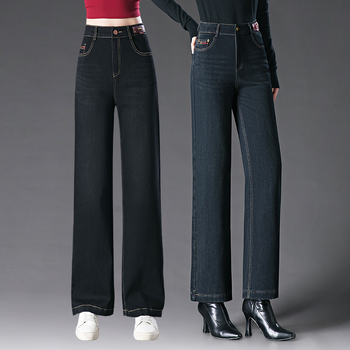 Дънкови панталони с прав силует, висока талия; деним памук 50-70% и еластан <30%; панели пачворк; пролет 2025