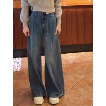 Kauboi stiilis laia säärega džinsid, põranda pikkus, mikroelastsus, talv 2025