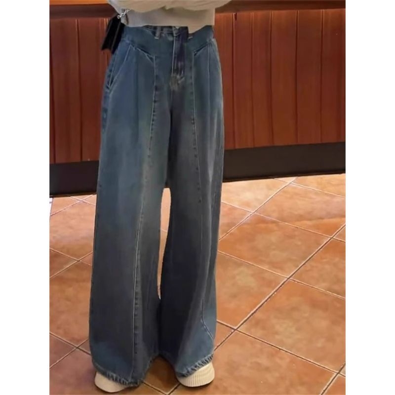 Kauboi stiilis laia säärega džinsid, põranda pikkus, mikroelastsus, talv 2025