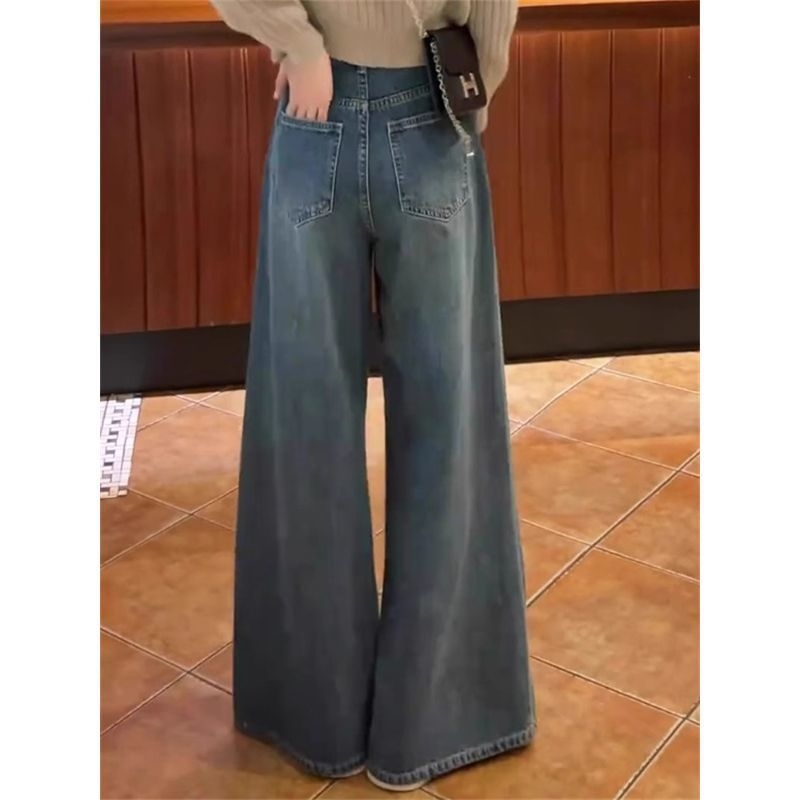 Kauboi stiilis laia säärega džinsid, põranda pikkus, mikroelastsus, talv 2025