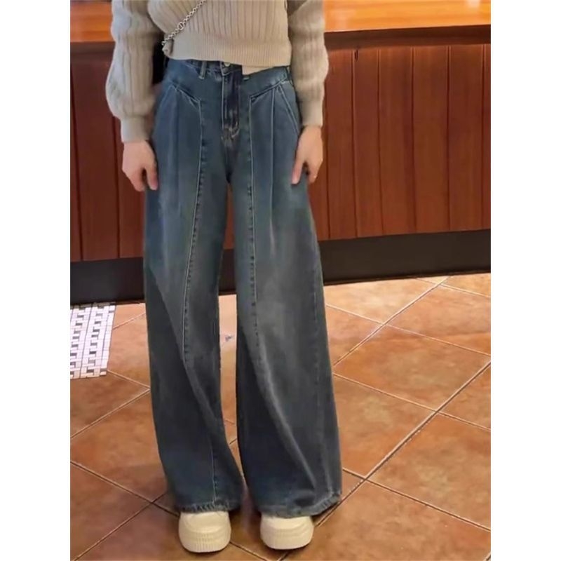 Kauboi stiilis laia säärega džinsid, põranda pikkus, mikroelastsus, talv 2025