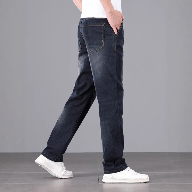 Muške traperice s elastanom, otporne na habanje, labavi kroj, ravne nogavice, casual plus size