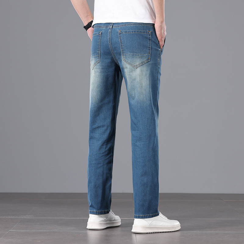 Muške traperice s elastanom, otporne na habanje, labavi kroj, ravne nogavice, casual plus size