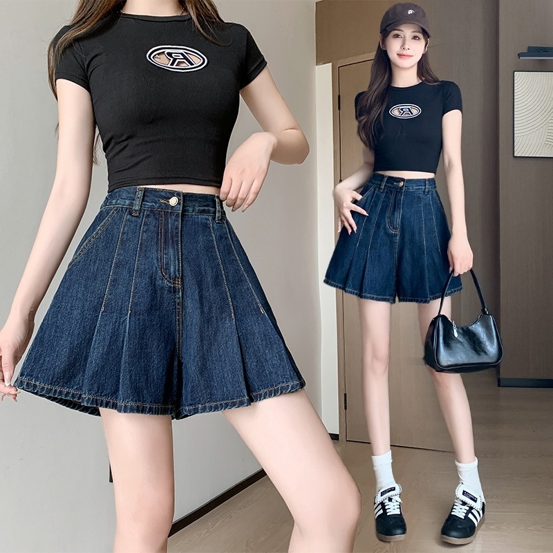 Traperice visokim strukom, dužina 3/4, trumpet kroj, pamučni denim