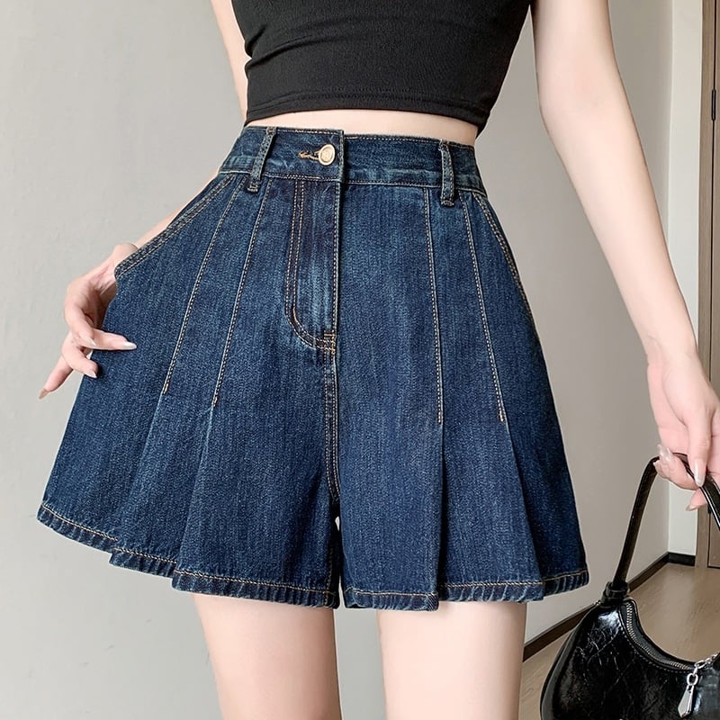 Traperice visokim strukom, dužina 3/4, trumpet kroj, pamučni denim