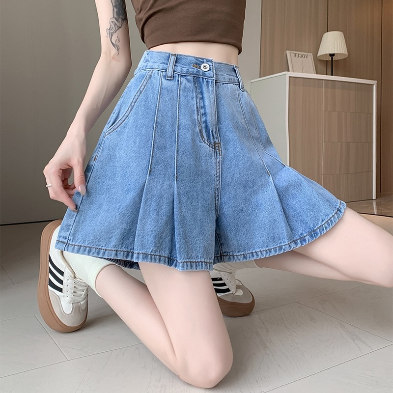 Traperice visokim strukom, dužina 3/4, trumpet kroj, pamučni denim