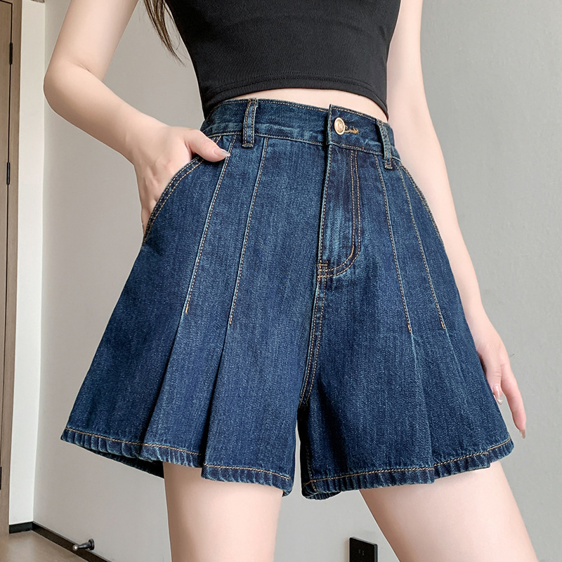 Traperice visokim strukom, dužina 3/4, trumpet kroj, pamučni denim