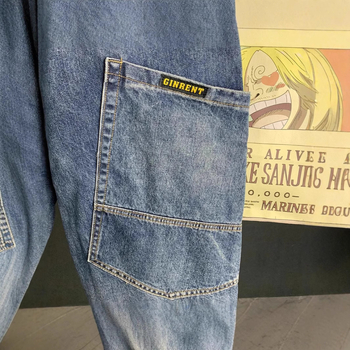 Muške traperice ravnog kroja, srednja struka, zatvaranje na gumbe, pamuk denim, izlizani izgled