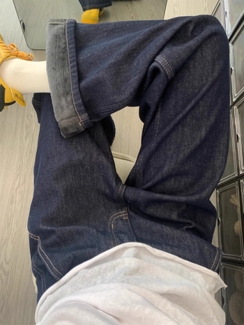 Traperice od džinsa s fleec podstavom, visokim strukom, širokim krojem