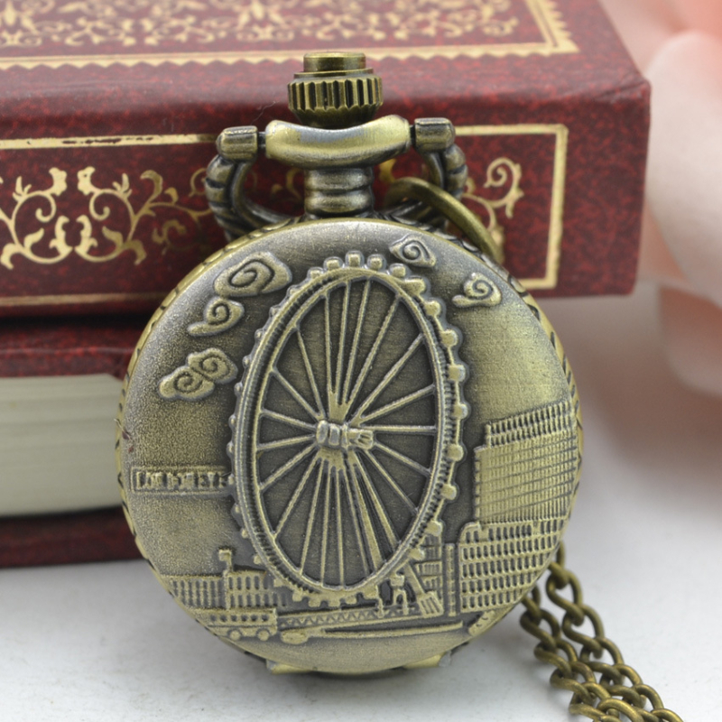 Ceas pandantiv unisex cu mișcare cuarț, indicator 24 de ore, cadran analog cu ace și cifre, carcasă și curea din aliaj