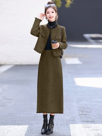 Dvojdielny dámsky kostým so sukňou, dlhé rukávy, polyester, 95%+