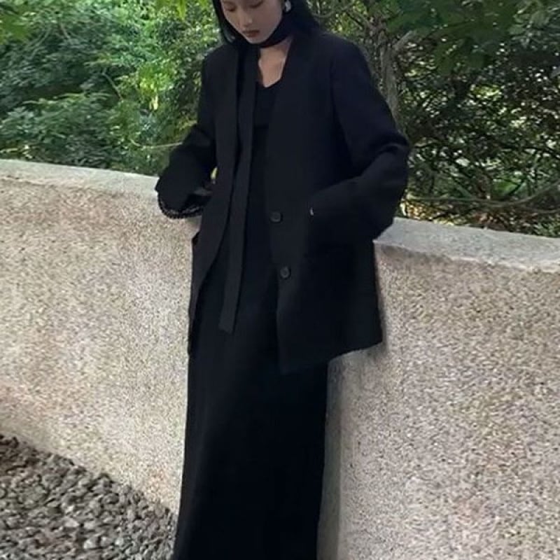 Kostim s suknjom s dugim rukavima, duga suknja, proljeće 2025, akrilna vlakna