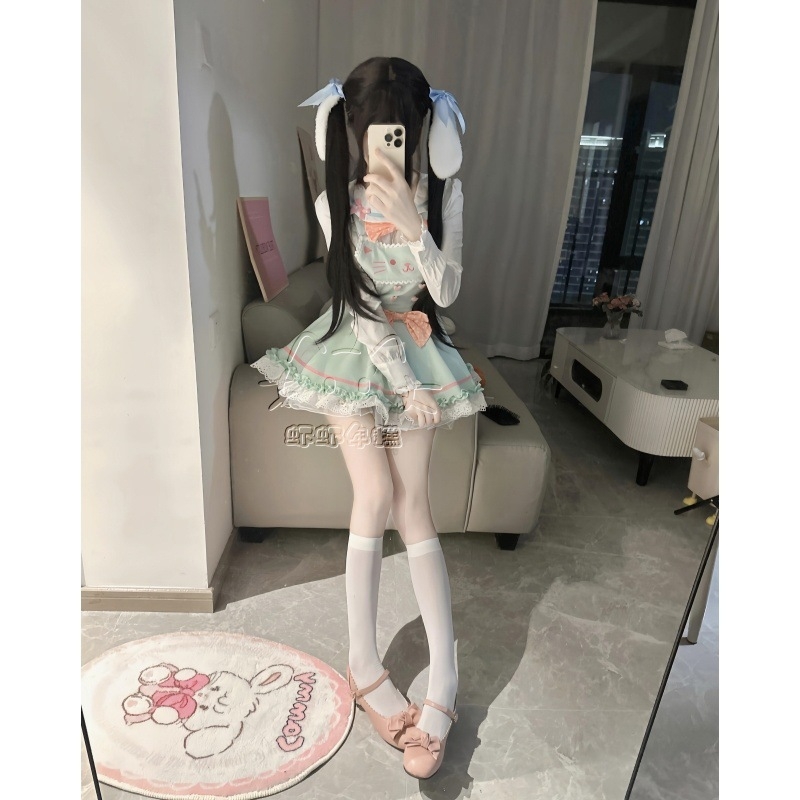 Set JK uniforme – Bluza Bowknot Doll Shirt, Suknja s visokim strukom na naramenice, Pufnasta suknja, Dugi rukav, Proljeće 2025