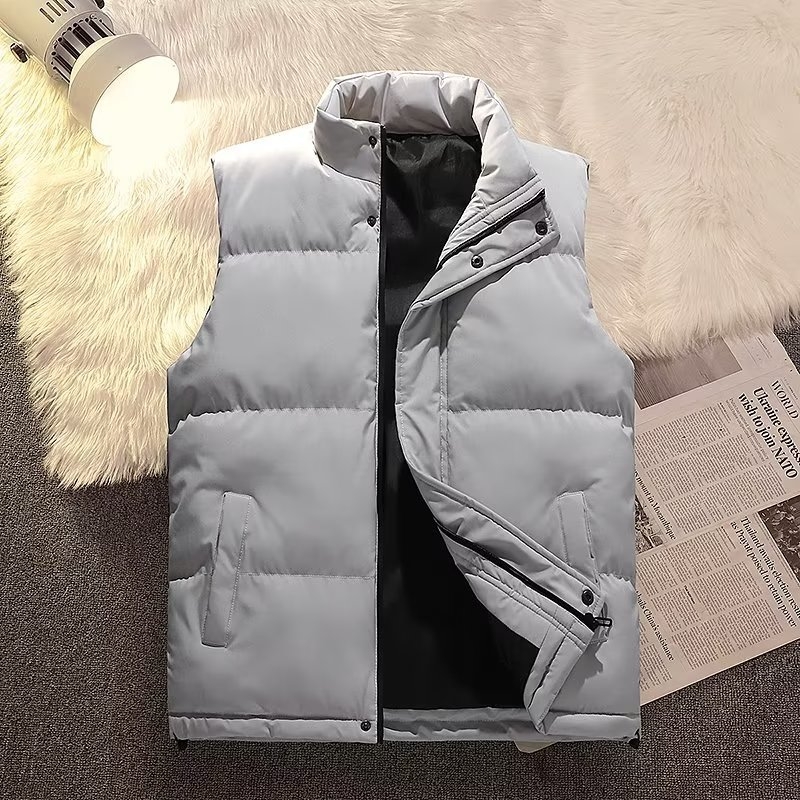 Vesta od Chenille-Spandex materijala, stojeći ovratnik, zatvarač, jednobojna