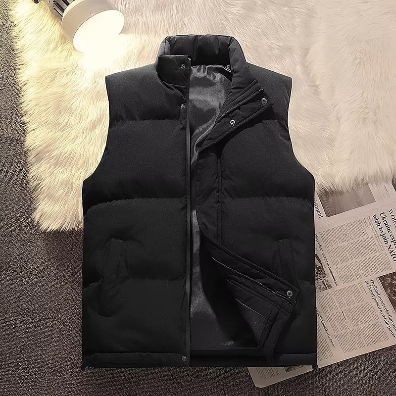 Vesta od Chenille-Spandex materijala, stojeći ovratnik, zatvarač, jednobojna