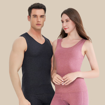 2-dijelni unisex termoske vestice set, V-izrez, teška poliester tkanina (301–350 g/m²), s patch-ovima od down-silk i velurom