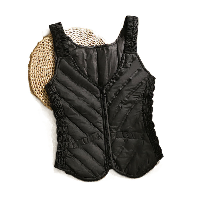 Chiweng ženska puffer vest - halter neck, gradski stil, jesen 2024