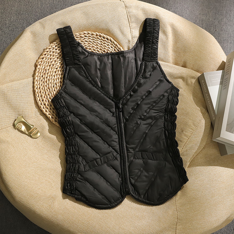 Chiweng ženska puffer vest - halter neck, gradski stil, jesen 2024