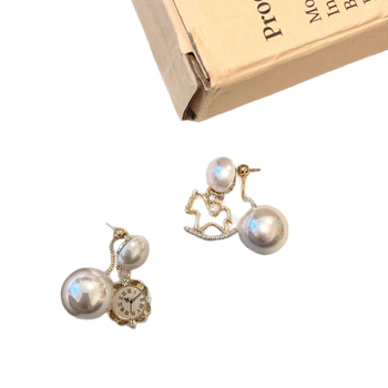 Cercei Qingzhi – aliaj, formă inimă și geometrică, placare electrolitică, tijă din titan