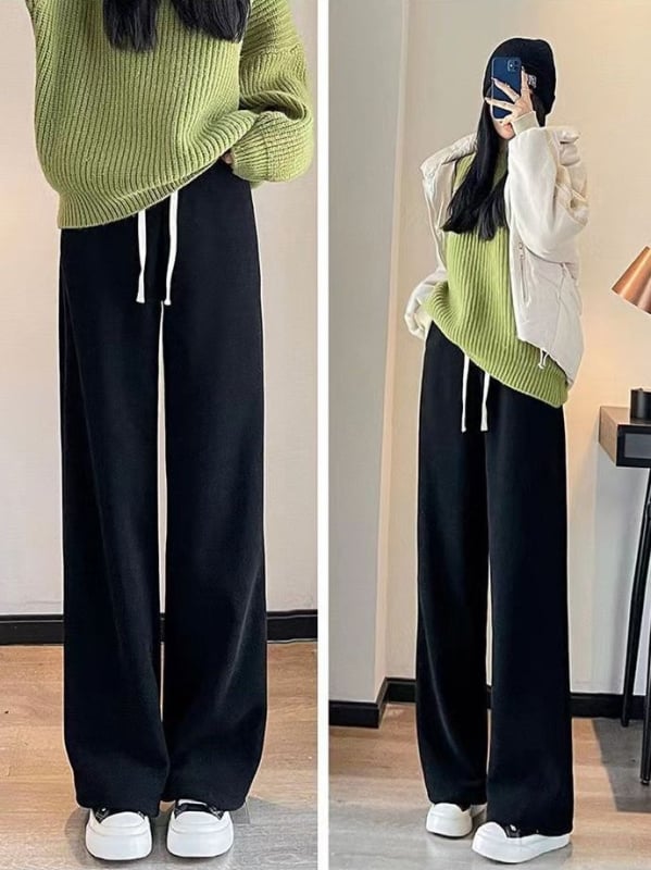 Дамски панталони с подплата от флис, с права кройка, смес полиестер-еластан (30–50% еластан), дебели зимни ежедневни панталони с еластична талия