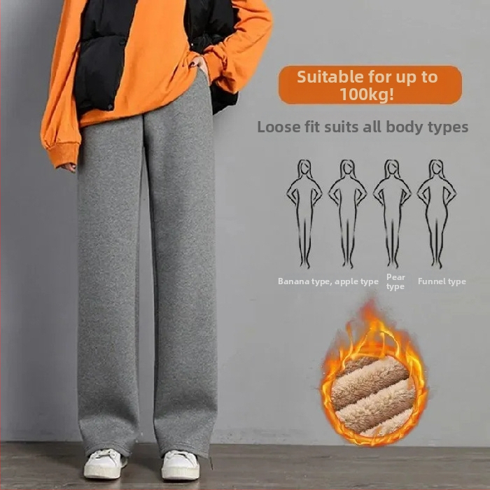 Dámske casual nohavice s vysokým pásom, širokým strihom, polyester, hrubý materiál, jeseň 2025