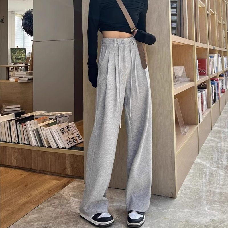 Ženske široke hlače s visokim strukom, pamuk-poliester smjesa, normalna debljina, bez elastana, gradski stil