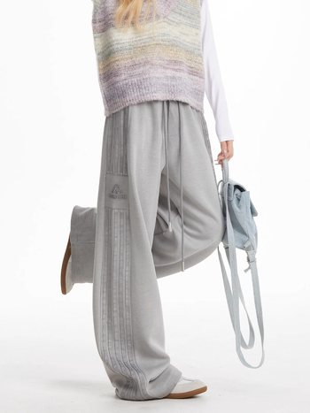 Ženske casual hlače širokih nogu, visokim strukom, poliester, literarno retro stil