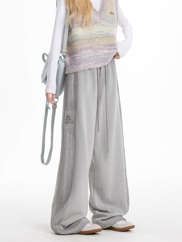 Ženske casual hlače širokih nogu, visokim strukom, poliester, literarno retro stil