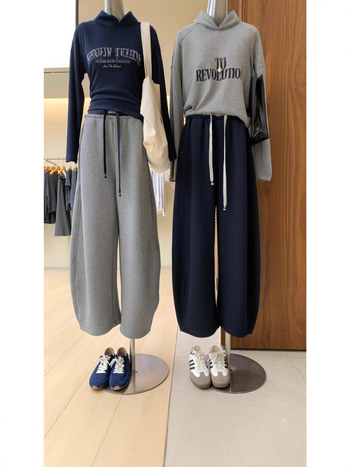 Γυναικείοι χειμωνιάτικοι jogger παντελόνες με ελαστική μέση, χαλαρή γραμμή, φαρδιά παντελόνια τύπου μπανάνα, υψηλή μέση