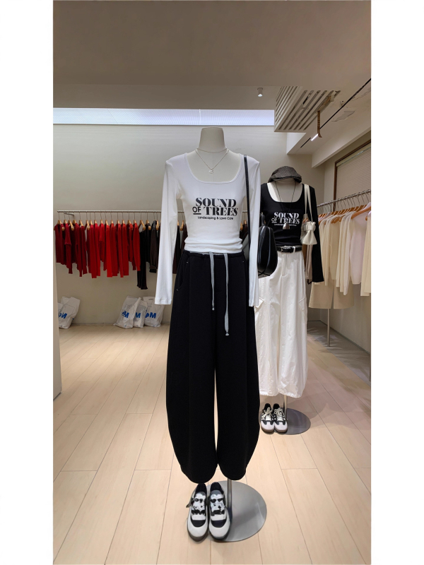 Γυναικείοι χειμωνιάτικοι jogger παντελόνες με ελαστική μέση, χαλαρή γραμμή, φαρδιά παντελόνια τύπου μπανάνα, υψηλή μέση