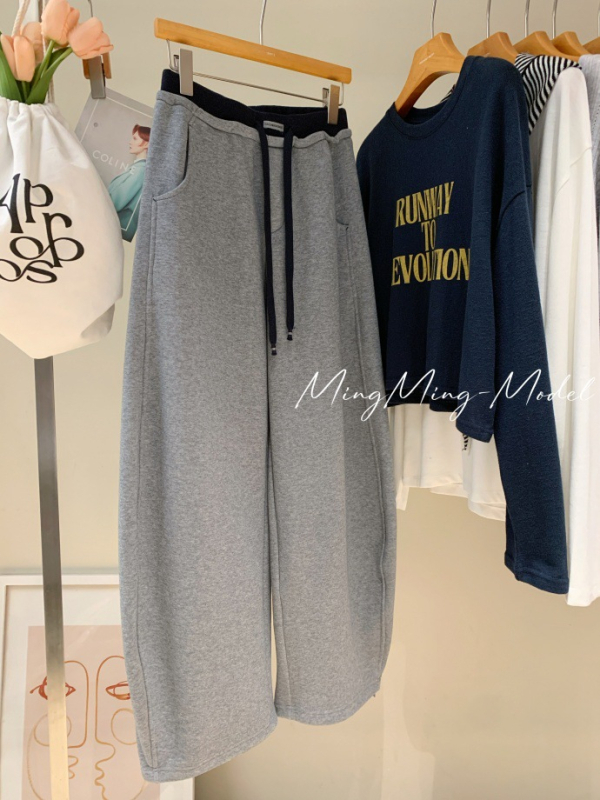 Γυναικείοι χειμωνιάτικοι jogger παντελόνες με ελαστική μέση, χαλαρή γραμμή, φαρδιά παντελόνια τύπου μπανάνα, υψηλή μέση