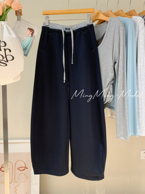 Γυναικείοι χειμωνιάτικοι jogger παντελόνες με ελαστική μέση, χαλαρή γραμμή, φαρδιά παντελόνια τύπου μπανάνα, υψηλή μέση