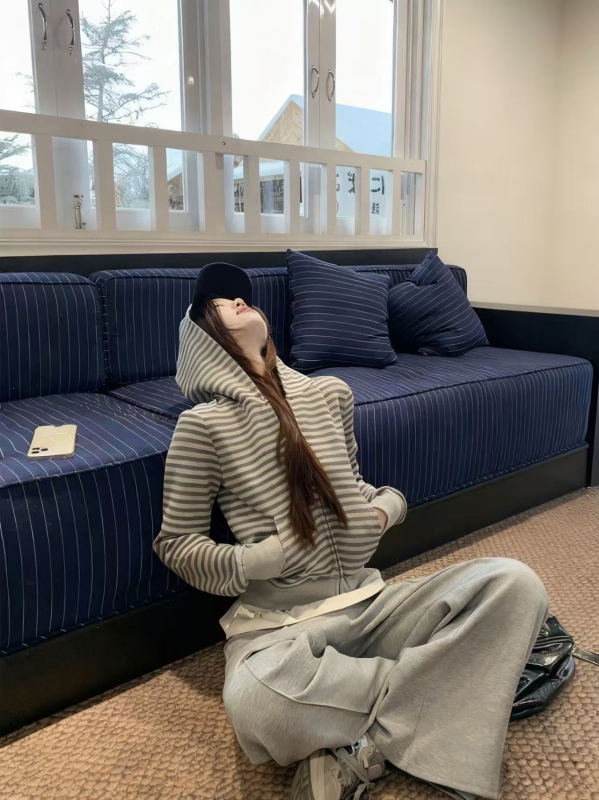 Sugarclawcat komplet hoodie i trenirke – slobodan kroj, minimalistički japansko-korejski stil za slobodno vrijeme, mješavina pamuka i poliestera 70–80% pamuka, srednji pojas, srednja debljina, mikroelastičnost, zima 2025
