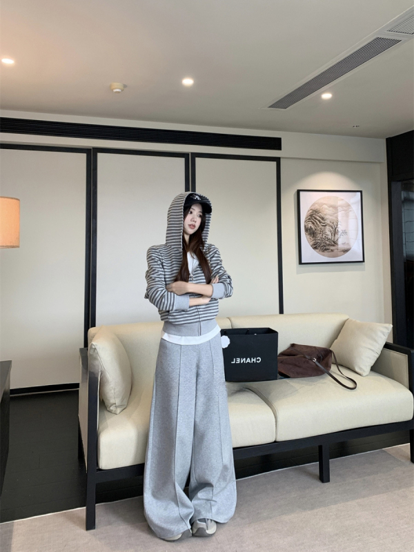 Sugarclawcat komplet hoodie i trenirke – slobodan kroj, minimalistički japansko-korejski stil za slobodno vrijeme, mješavina pamuka i poliestera 70–80% pamuka, srednji pojas, srednja debljina, mikroelastičnost, zima 2025