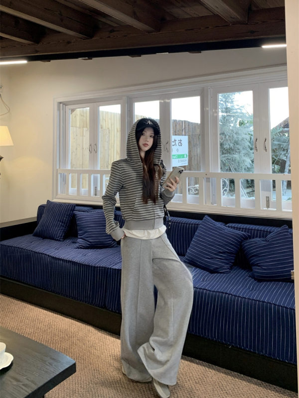 Sugarclawcat komplet hoodie i trenirke – slobodan kroj, minimalistički japansko-korejski stil za slobodno vrijeme, mješavina pamuka i poliestera 70–80% pamuka, srednji pojas, srednja debljina, mikroelastičnost, zima 2025