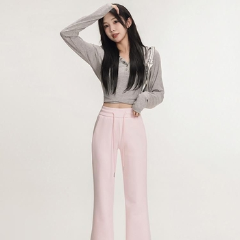 Ženske joga hlače s mikroflareom, slobodan kroj, duge hlače, poliester-spandeks tkanina, japansko-korejski casual stil, ljeto 2025