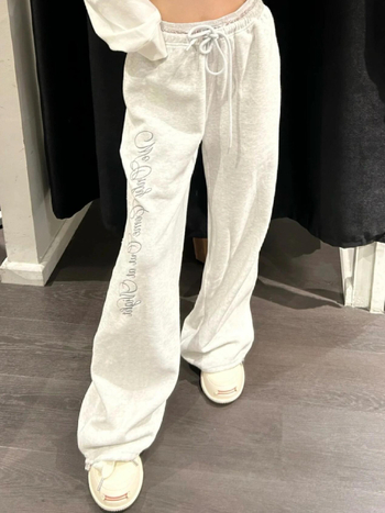 Ženske pamučne ravne hlače s vezenjem, visokim strukom, casual stil, 95%+ pamuka, mikroelastičnost
