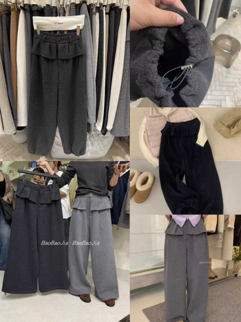 Chill casual hlače od lažnog kašmira, visokog struka, ravnog kroja s opuštenom siluetom, debeli materijal, japansko-korejski opušteni stil