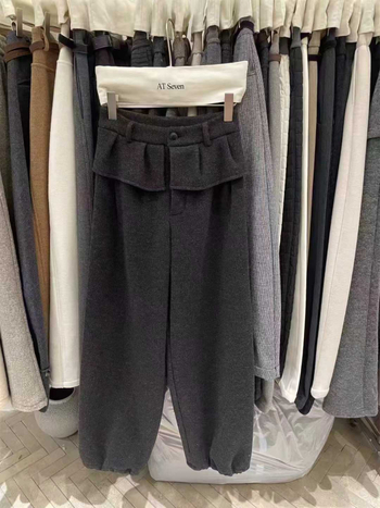 Chill casual hlače od lažnog kašmira, visokog struka, ravnog kroja s opuštenom siluetom, debeli materijal, japansko-korejski opušteni stil