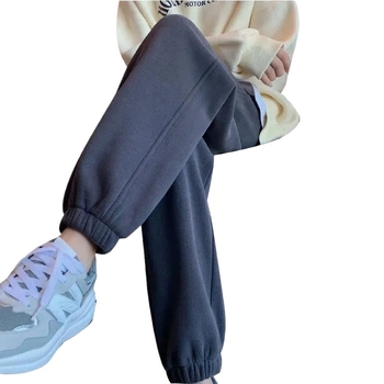 Ženske hlače Jogger s flis podstavom, debele, slobodan kroj, manžete na gležnjevima, haremski stil