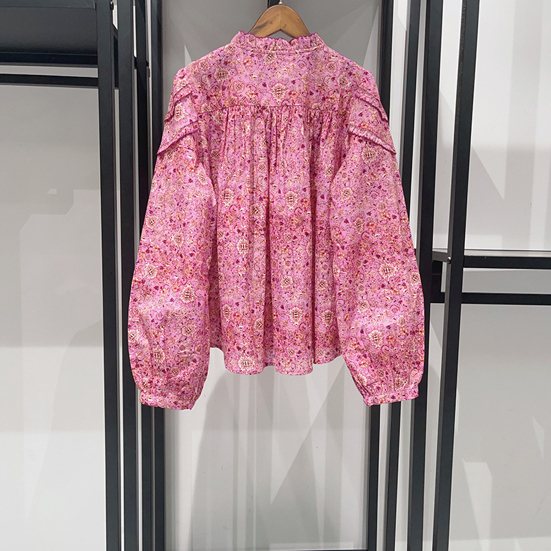 Ženski set: bluza s puff rukavima i kratka suknja A‑kroja, cvjetni uzorak, pamuk, ljeto 2025, gradski stil