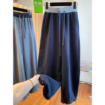 Naistele kõrge vöökoht, vaba lõige ja laiad sääred püksid polüestrist, igapäevane jaapani-korea stiil